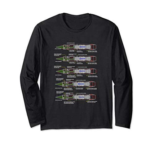 Blackbird Military Aircraft J58 Jet Engine Diagram NEW Long Sleeve T-Shirt