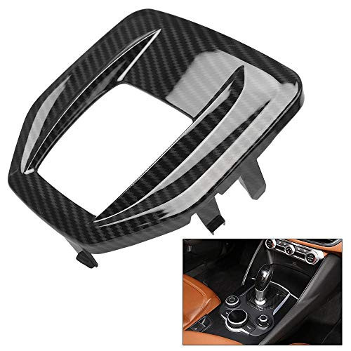 Three T Carbon Fiber Style Car Interior Gear Shift Center Console Shift Knob Panel Frame Cover Trim Replacement Parts Fit for Alfa Romeo Giulia Stelvio 2017 2018