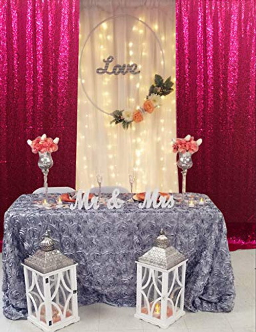 Sequin Curtains 2 Panels 2FTx8FT Fuchsia Glitter Sequin Backdrop Curtains Shimmer Backdrop Christmas Party Backdrop Sequence Curtains for Wedding -2FTx8FT Fuchsia-