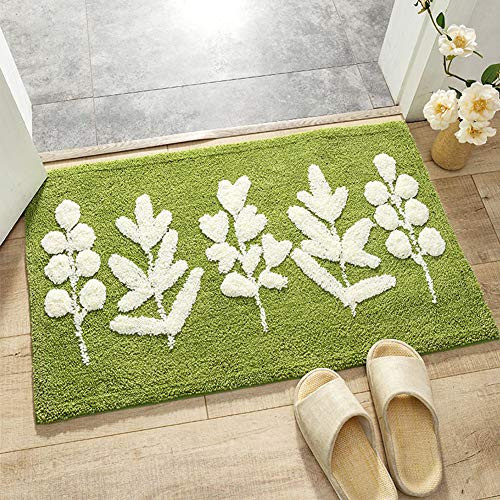 Decorative Bath Rugs Green Non Slip Bath Mats 20 inchx32 inch Microfiber Shag Bathroom Rug Mat Water Absorbent Carpet Washable Doormat for Entrance Tree