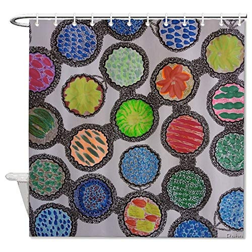 VinMea Circle Patterns Polyester Waterproof Fabric Bath Curtain with Hooks?Shower Curtain for Bathroom Decor 60 inch X 72 inch
