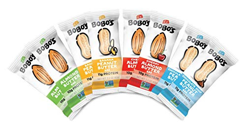 Bobos Nut Butter Protein Bars 2.2 Oz Bar -Pack of 8- Plant Based High Protein Everyday Snack