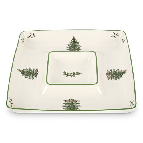 Spode Christmas Tree Square Chip and Dip Spode Christmas Tree Square Chip and Dip
