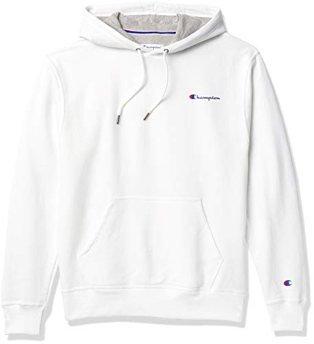 Champion Mens Powerblend Graphic Hoodie White - Left Chest Script X Large