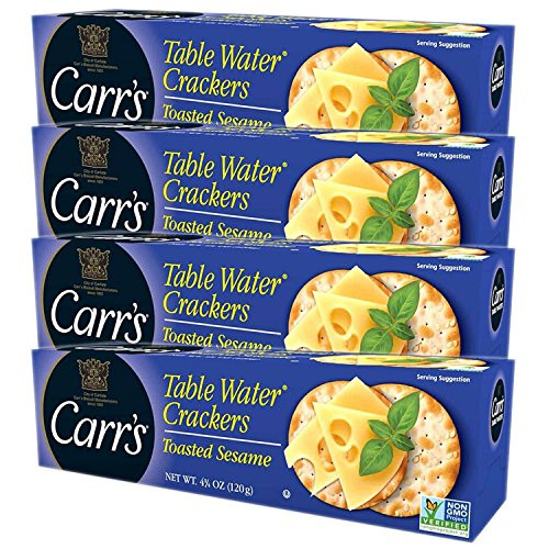 Carrs Table Water Crackers Toasted Sesame 4-1/4 Ounce -Pack of 4-