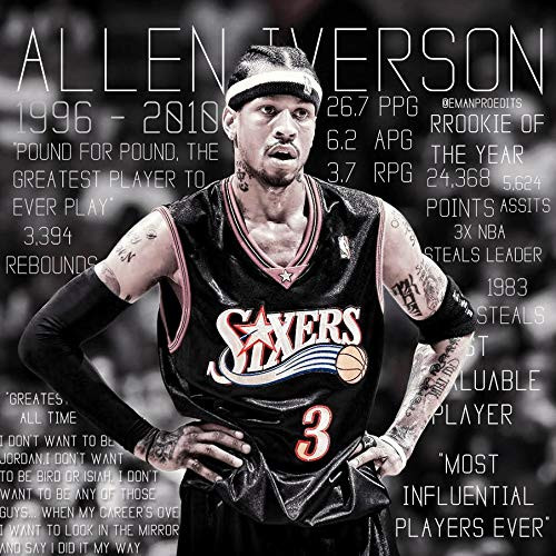 MasonArts Allen Iverson 24inch x 24inch Silk Poster Dunk and Shot Wallpaper Wall Decor Silk Prints for Home and Store