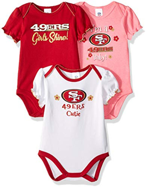 NFL San Francisco 49ers 3 Pack Ruffle Sleeve Team Bodysuit red/white/pink San Francisco 49ers 0-3 Months