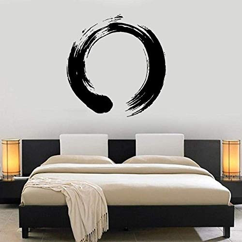 SSHNGM Personality Pattern Vinyl Wall Decals Yoga Circle Wall Enso Calligraphy Nirvana Stickers for Living Room 57X58Cm
