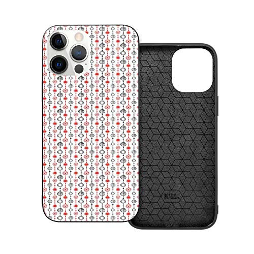 Compatible with 2020 iPhone 12 Series Case Doodle Style Geometric Folk Figures Dots and Circles in Vertical Order for iPhone 12 Pro 6.1inch