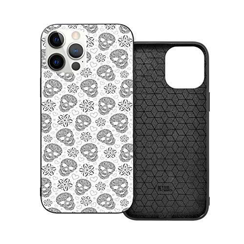 Compatible with 2020 iPhone 12 Series Case Abstract Floral Skulls Daisies Hearts Circles Illustration Vintage Style Print for iPhone 12 Pro Max 6.7inch