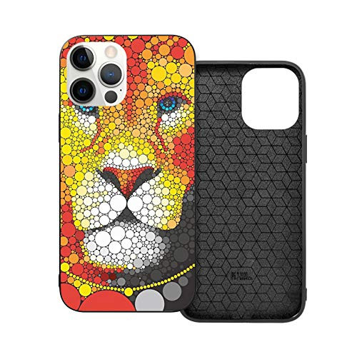 Compatible with 2020 iPhone 12 Series Case Abstract Style Lion Portrait with Doodle Style Circle Figure Wildlife Leader Image for iPhone 12 Pro 6.1inch