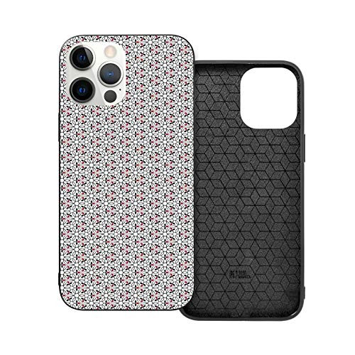 Compatible with 2020 iPhone 12 Series Case Abstract Heart Shaped Interlocking Circles with Flowers Geometric Arrangement for iPhone 12 6.1inch