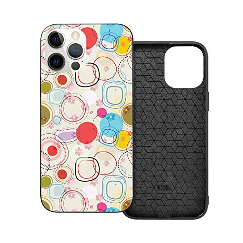 Compatible with 2020 iPhone 12 Series Case Abstract Shapes Circles and Squares on Soft Colored Background with Flowers Image for iPhone 12 Pro 6.1inch