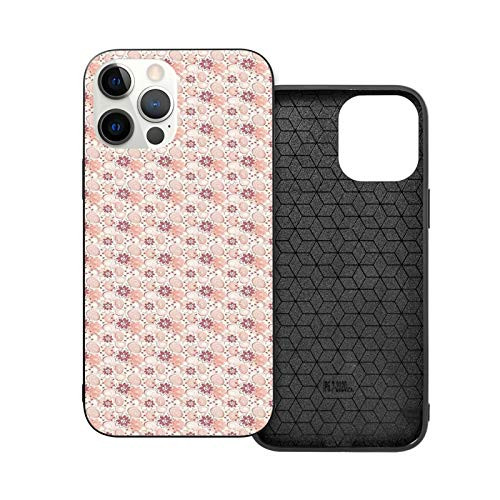 Compatible with 2020 iPhone 12 Series Case Abstract Blossoms and Circles with Little Leaves Garden Retro Effect for iPhone 12 Pro 6.1inch
