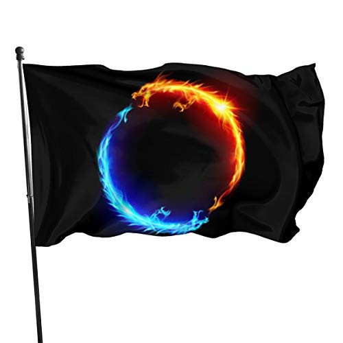 Garden Flag Fire Ice Dragon Circle Outdoor Yard Decor Home Flags Wall Lawn Banner Polyester Decoration 3 X 5