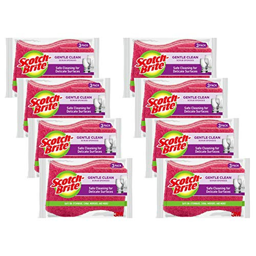 Scotch-Brite Delicate Sponge 3 Count -Pack of 8- Multi-Color