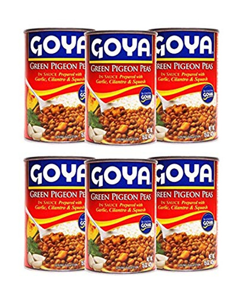 Goya Guisadas Ready-to-Eat Green Pigeon Peas in Sauce -6 Pack Total of 90oz-