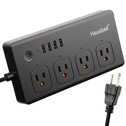WiFi Smart Power Strip Alexa, Hausbell Surge Protector Outlet with 4 USB Charging Ports and 4 Smart AC Plugs for Multi Outlet Socket Extension Cord, Voice Controlled by Amazon Echo Dot and Google Home