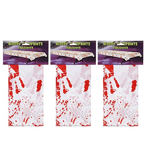 HEALLILY 3pcs Halloween Bloody Tablecloth Bloody Shower Curtain Horrible Night Table Cover Haunted House Props for Halloween Party Decorations Supplies