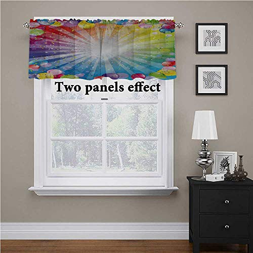 Adorise Window Valance Birthday Festive Balloons Confetti Pole Pocket Curtain/Drape Panels Simple Classic Design 42 x 18 Inch