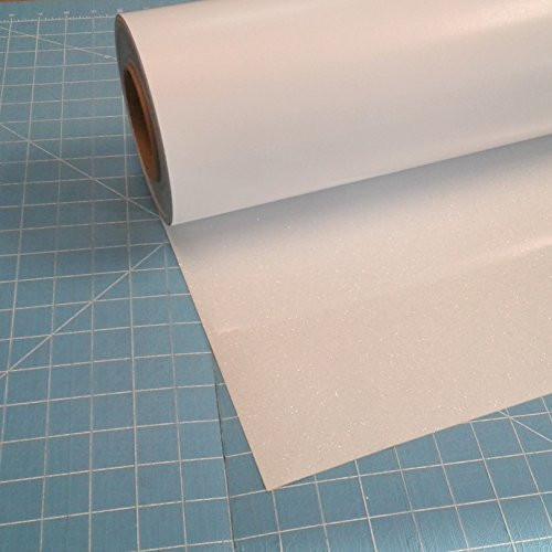 White Siser Glitter 20" x 5' Iron on Heat Transfer Vinyl Roll, HTV