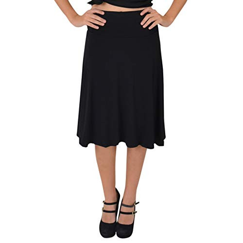 Stretch is Comfort Womens Knee Length Flowy Skirt Black Small