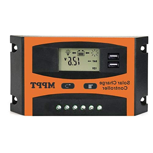 Solar Charge Controller 12V/24V 60A MPPT Intelligent Discharge with LCD Display Dual USB Port Solar Panel Battery Intelligent Regulator SOLAR80 Orange