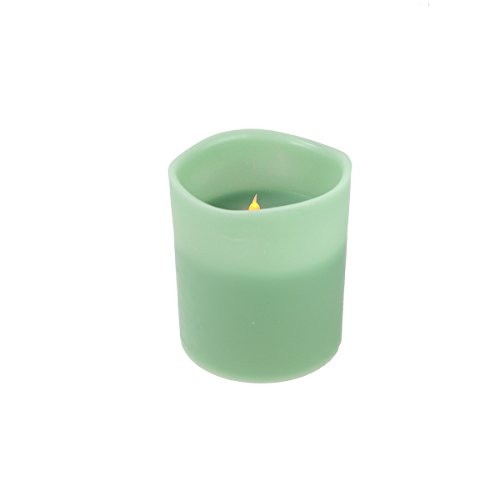 Northlight 8 inch Sage Green Battery Operated Flameless LED Lighted 3-Wick Flickering Wax Christmas Pillar Candle