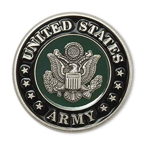 Indiana Metal Craft US ARMY Seal Struck Nickel Silver Enamel Lapel Pin MADE IN USA -0.75 inches-