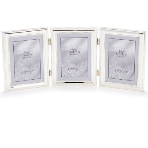 Lawrence Frames 510745T Silver Plated Double Bead Hinged Triple Picture Frame, 4 by 5-Inch