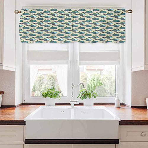 Marine Window Scarf Naval Transportation Vehicle in Cartoon Style Hand Drawn Submarine Sketch Pattern 42 inch x 18 inch Multicolor