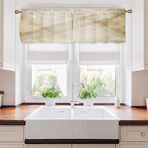 carmaxs Tan Valences Striped Vintage Faded Squares and Angled Lines Dated Antique Display with Modern Pattern 42 inch x 18 inch Beige Tan