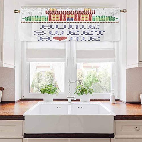 carmaxs Home Sweet Home Window Treatment Supplies Colorful Graphic Style Cross Stitch Embroidery Design Needlework Theme 42 inch x 18 inch Multicolor