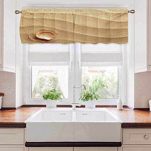 carmaxs Seashells Window Treatment Supplies Little Seashell on Golden Yellow Sand Spiritual Sea Coastal Theme Beach Art 42 inch x 18 inch Sand Brown
