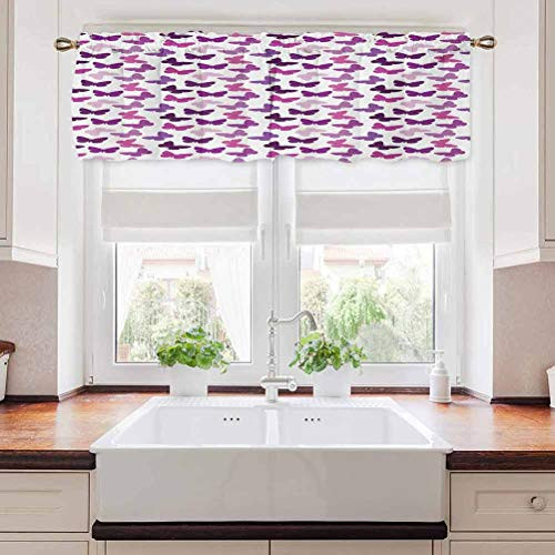 carmaxs Butterfly Window Treatment Supplies Abstract Retro Butterfly Silhouettes Floral Springtime Girls Theme 42 inch x 18 inch Pink Purple Lilac