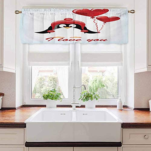 carmaxs Valentines Valances for Bedroom Happy Birthday Balloons I Love You Lettering Cute Funny Penguin 42 inch x 18 inch Red Black Baby Blue carmaxs Valentines Valances for Bedroom Happy Birthday Balloons I Love You Lettering Cute Funny Penguin 42 inch x 18 inch Red Black Baby Blue