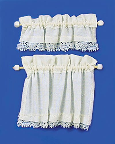 Melody Jane Dollhouse Cream Curtain  and  Pelmet Set on Rails Miniature 112 Window Accessory