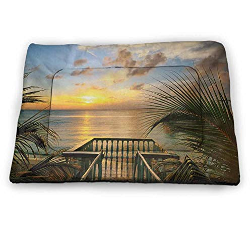 prunushome Dog Bed Dog Crate Mat Modern Pet Playing Resting Bed Geometric Pattern with Twisted Tangled 3D Style Lines Curves and Waves Ideal for Dog Crates Grey Marigold Pale Blue -23 inchx15.5 inch-