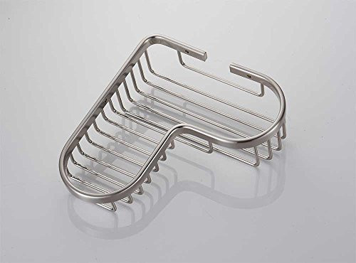 Sanliv Solid Brass Corner Wire Soap Basket Shower Caddy for Hotel Bathrooms in Brushed Nickel Finish