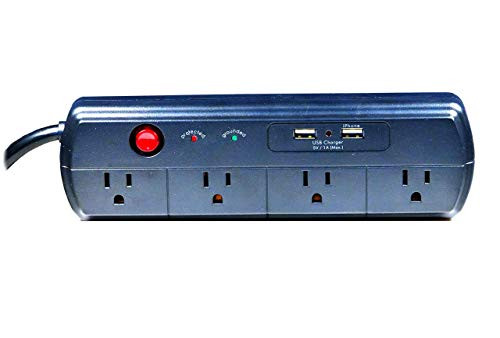 Weltron - 4 Outlet Surge Protector  Plus 2 USB 2.0  Plus 4Ft Cord