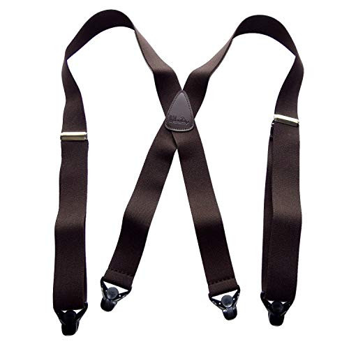 HoldUp Classic Series Dark Brown X-back Suspenders with patented black Gripper Clasp
