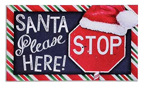 Giftcraft Fabric Fiber Doormat Santa Please Stop Here
