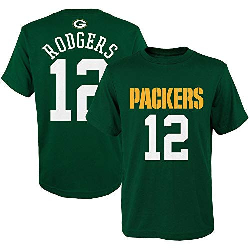 Outerstuff Aaron Rodgers Green Bay Packers 12 Youth Mainliner Player Name  and  Number T-Shirt Green -Youth Small 8- Outerstuff Aaron Rodgers Green Bay Packers 12 Youth Mainliner Player Name  and  Number T-Shirt Green -Youth Small 8-