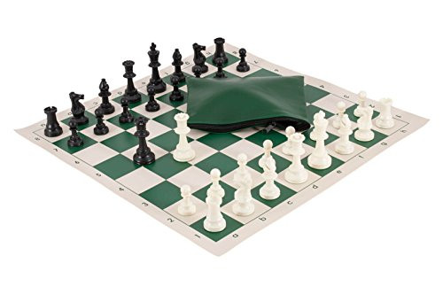 The House of Staunton Basic Chess Set Combination - Triple Weighted - Forest Green Board/Bag