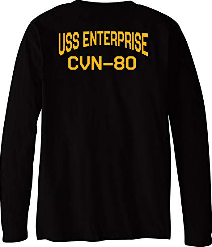 MILITARY USS Enterprise CVN-80 Aircraft Carrier Supercarrier Standard Size Long Sleeve Tee Shirt - Large Black