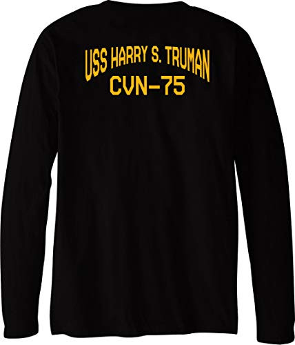 MILITARY USS Harry S. Truman CVN-75 Aircraft Carrier Supercarrier Standard Size Long Sleeve Tee Shirt - Large Black