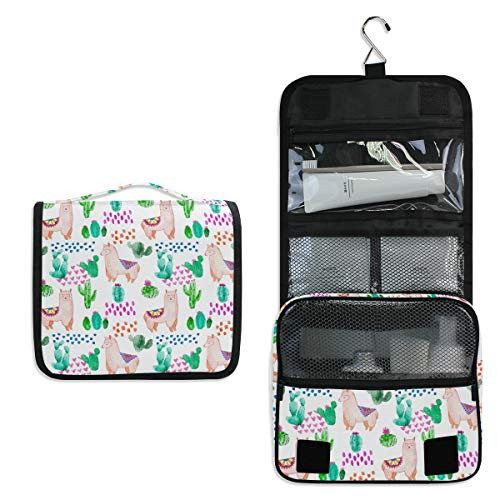 AGONA Hanging Toiletry Bag Llama Alpaca Cactus Toiletry Travel Organizer for Women Girls Mens Toiletries Portable Makeup Organizer Cosmetic Bag Pouch Bathroom Bags with Sturdy Hook AGONA Hanging Toiletry Bag Llama Alpaca Cactus Toiletry Travel Organizer for Women Girls Mens Toiletries Portable Makeup Organizer Cosmetic Bag Pouch Bathroom Bags with Sturdy Hook