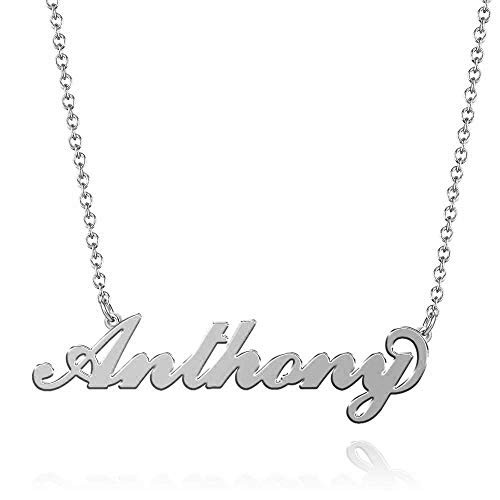 SOUFEEL Anthony Name Necklaces Pendant Stainless Steel Silver Custom Necklace Personalized Nameplate Gifts for Women Girls SOUFEEL Anthony Name Necklaces Pendant Stainless Steel Silver Custom Necklace Personalized Nameplate Gifts for Women Girls