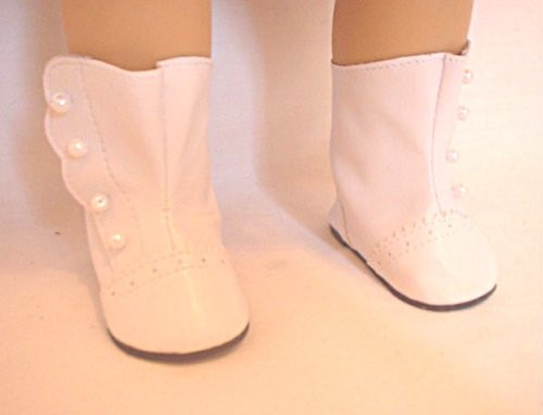 Wholesale Doll Clothes Old Fashioned White Boots. Fits 18 inch Dolls like American Girl
