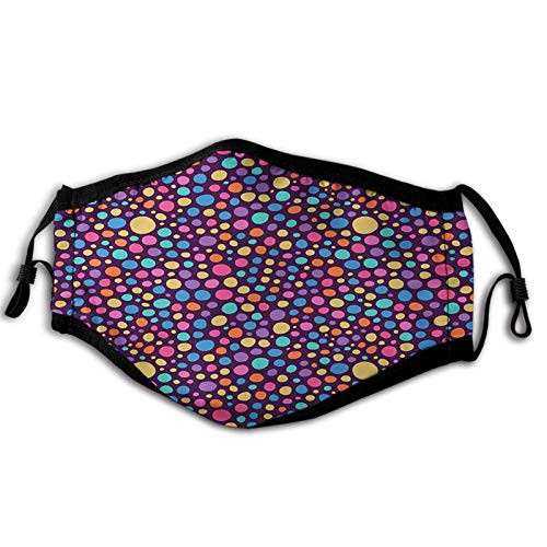 Fillter Face Cloth for Adult Abstract Colorful Oval Circles Pattern Kids Childish Style Nursery Playroom Bonbons PrintMulticolor Reusable Windproof Mouth Anti Dust Double Protection